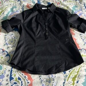 Half Button Black Work Shirt